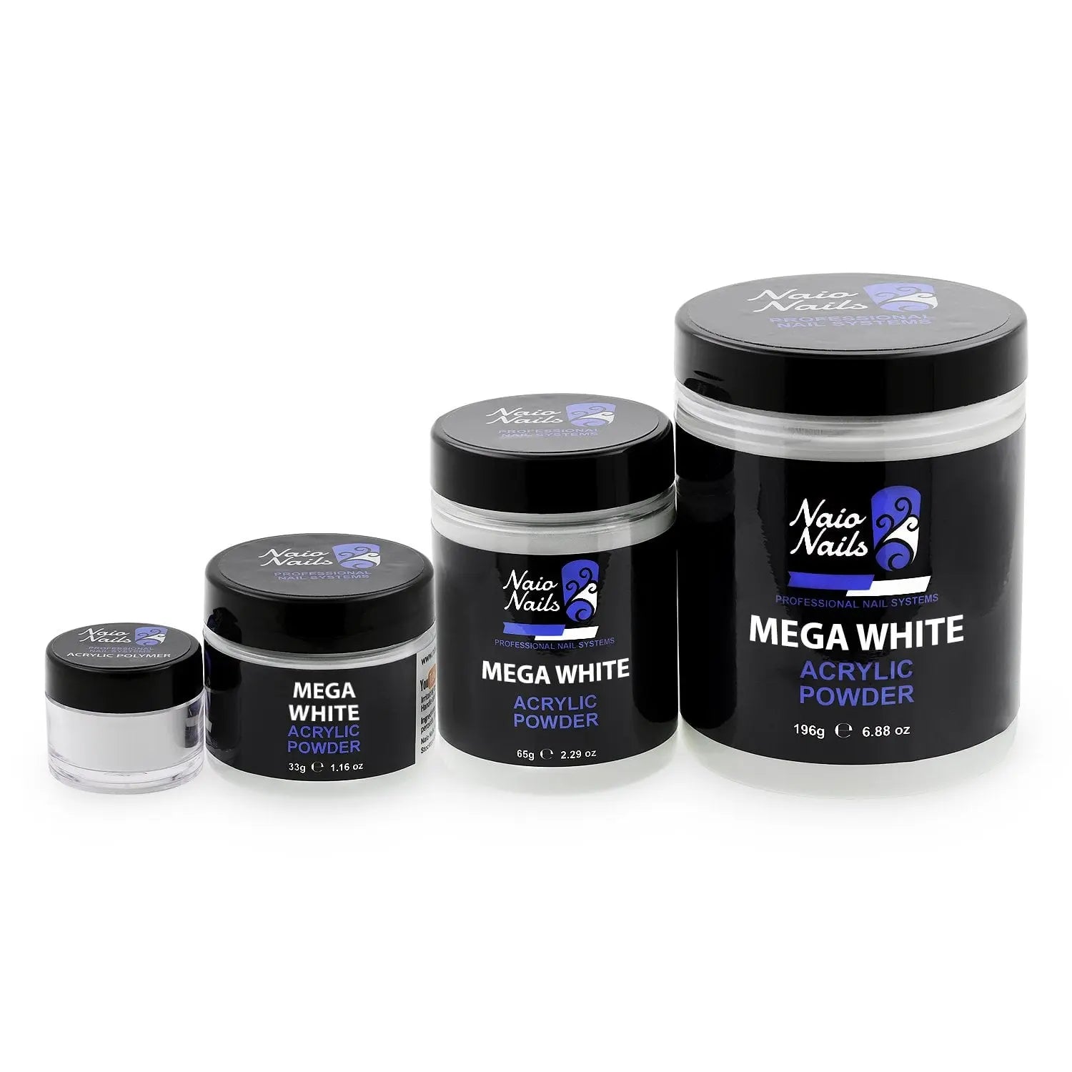 Mega White Acrylic Powder 12g - 195g   Naio Nails