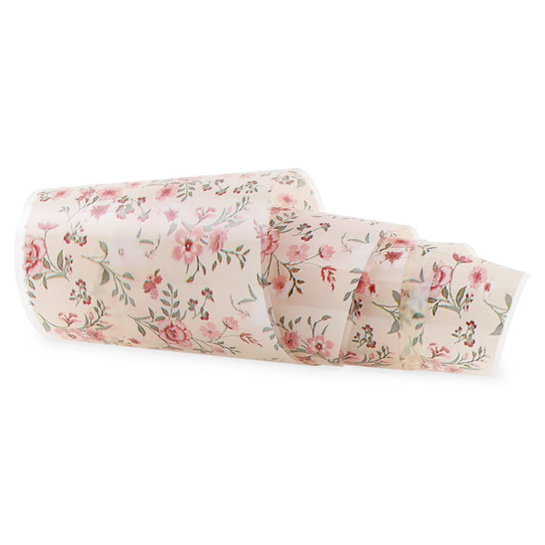 NF-048 Floral rose tendre - Bande de feuille de transfert