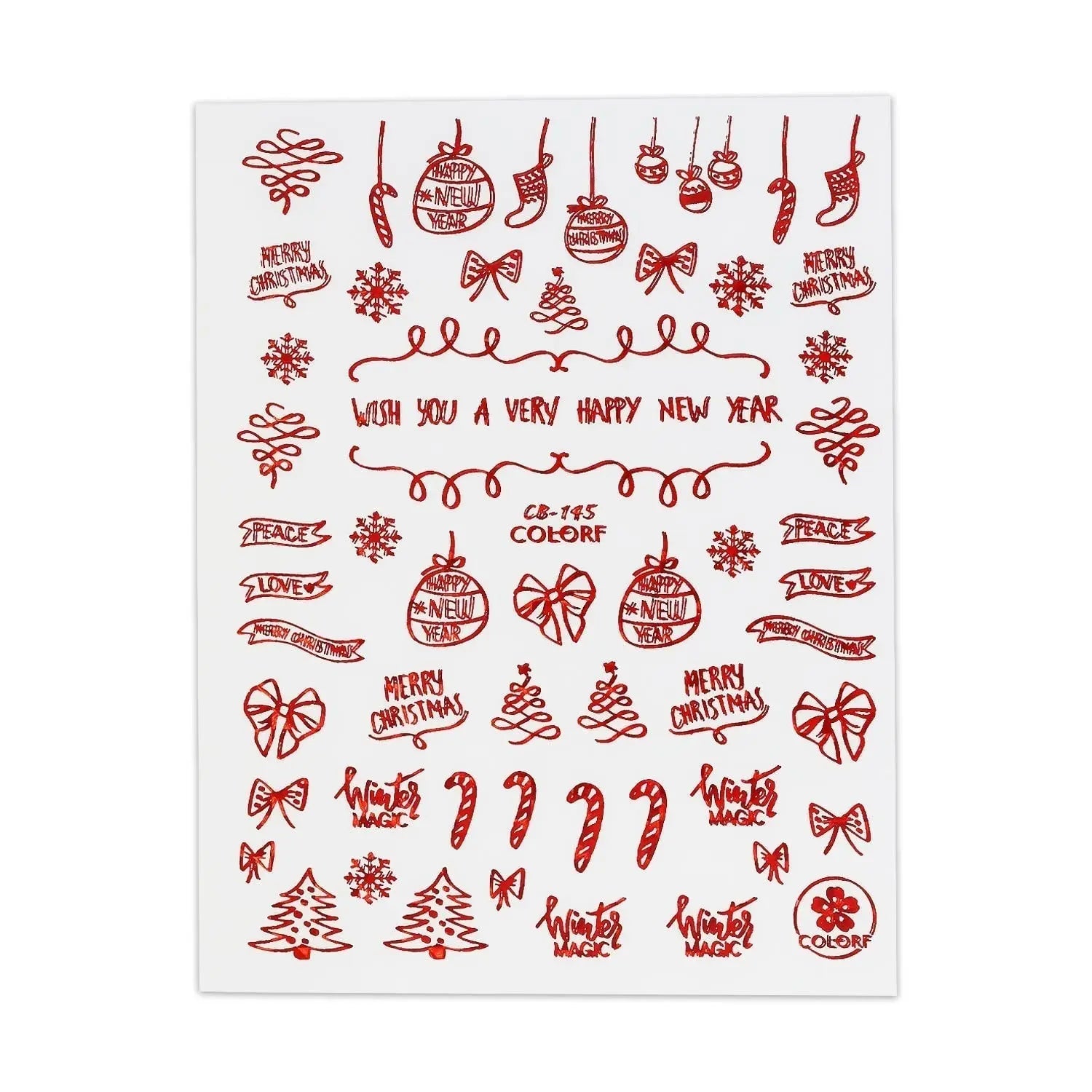 Christmas Sticker - Red Slogans & Candy Canes   Naio Nails