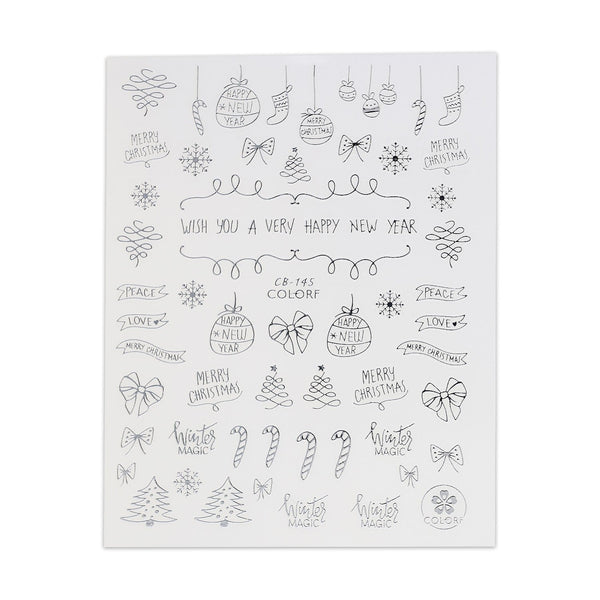 Christmas Sticker - Silver Slogans & Candy Canes