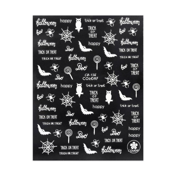 Halloween Stickers - Slogans, Bats & Owls - White