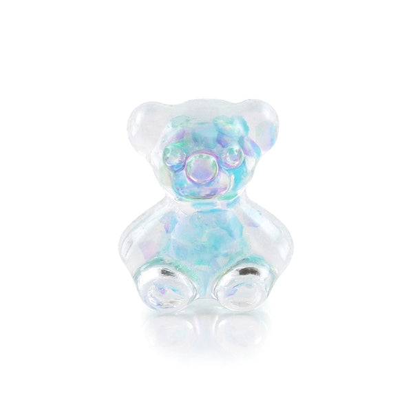 Pot van 5 Charms - Babyblauwe Glitter Teddybear