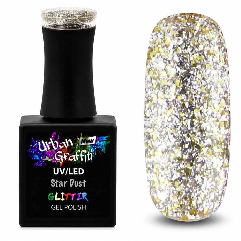 Star Dust - UGGP-A0906 Urban Graffiti Srebrny i Złoty Brokatowy Lakier Żelowy 15ml