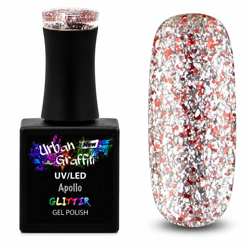 Apollo - UGGP-A0907 Urban Graffiti Czerwony i Srebrny Brokatowy Lakier Hybrydowy 15ml