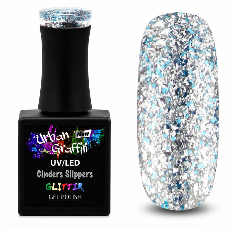 Kapcie Cinders - UGGP-A0908 Urban Graffiti Srebrny i Niebieski Brokatowy Lakier 15ml