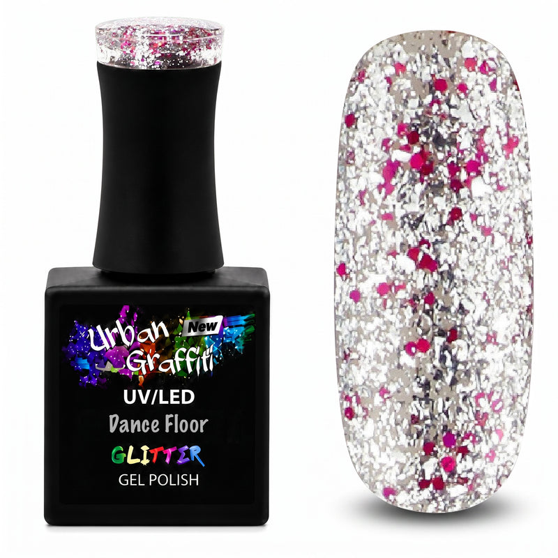 Dance Floor - UGGP-A0909 Różowo-srebrny brokatowy lakier żelowy Urban Graffiti 15ml