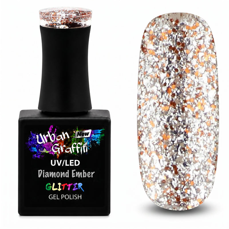Diamond Ember - UGGP-A0911 Urban Graffiti Srebrny i Złoty Brokatowy Lakier Żelowy 15ml