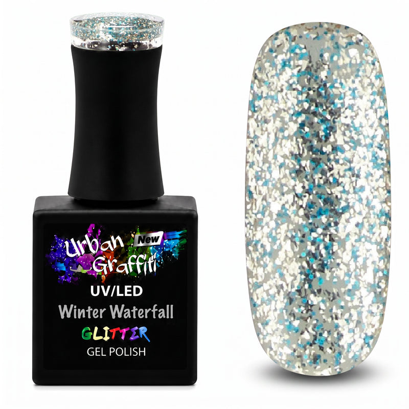 Winter Waterfall - UGGP-A0912 Urban Graffiti Niebieski i Srebrny Brokatowy Lakier Żelowy 15ml