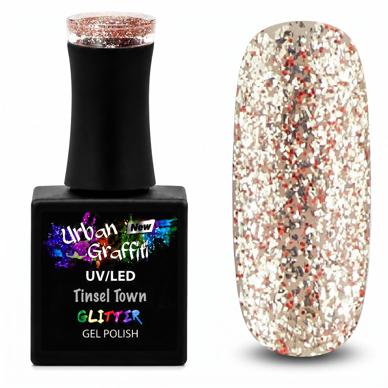 Tinsel Town - UGGP-A0913 Urban Graffiti Złoty i Czerwony Brokatowy Lakier Żelowy 15ml