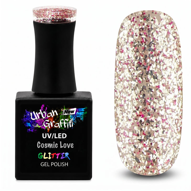 Cosmic Love - UGGP-A0916 Urban Graffiti Złoty i Czerwony Brokatowy Lakier Żelowy 15ml