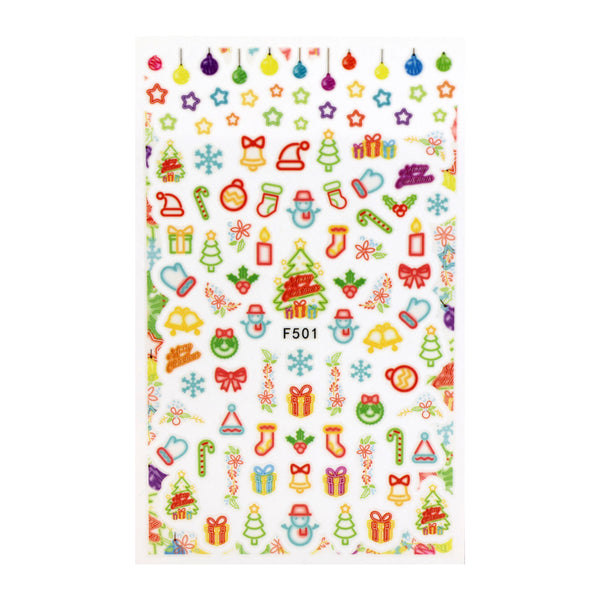 Christmas Neon Lights Nail Art Stickers