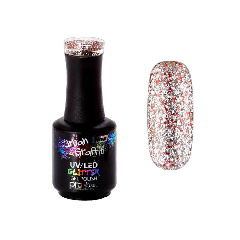 Apollo - UGGP-A0907 Urban Graffiti Czerwony i Srebrny Brokatowy Lakier Hybrydowy 15ml