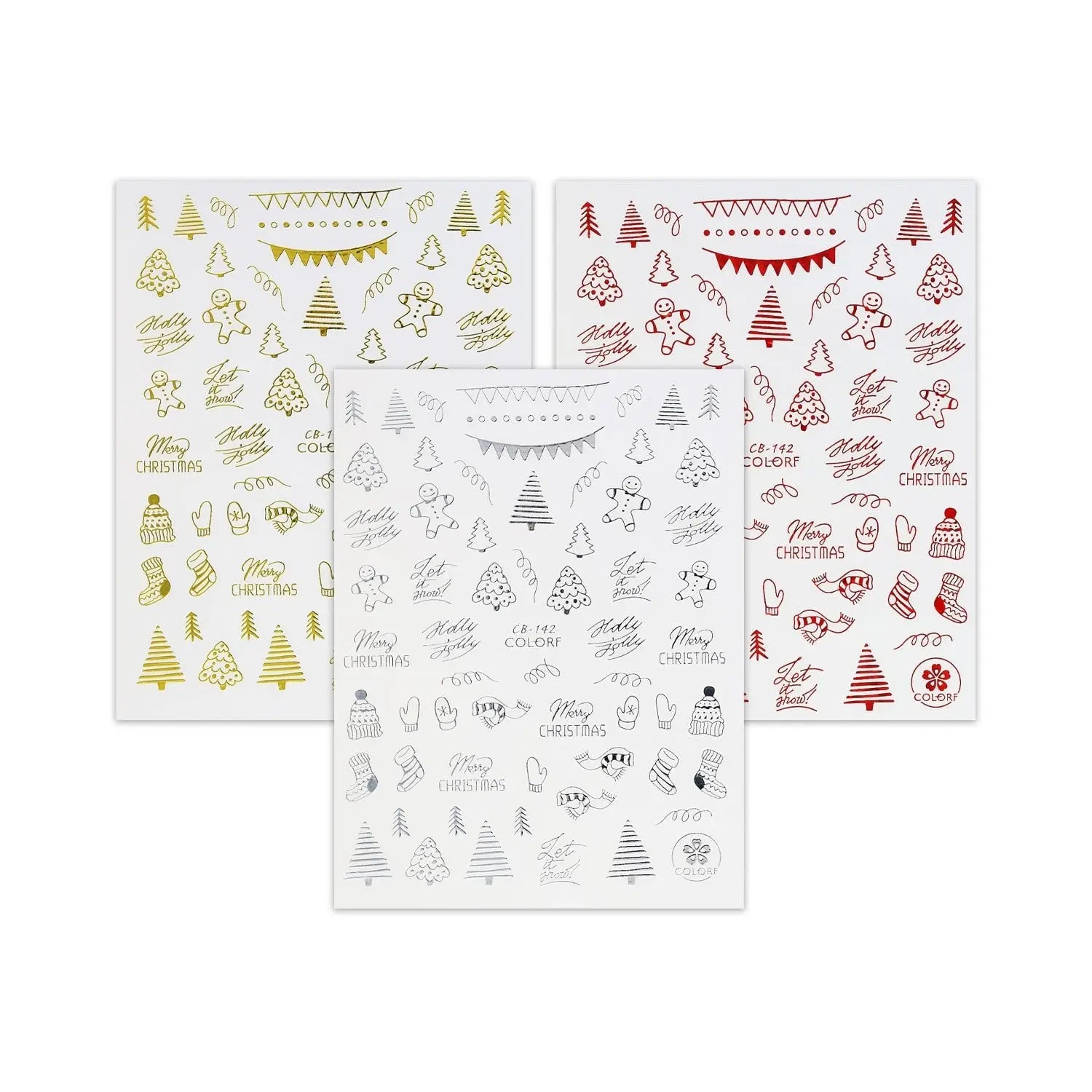 Christmas Sticker - Gingerbread Man, Stockings & Christmas Tree   Naio Nails