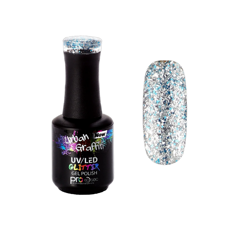 Kapcie Cinders - UGGP-A0908 Urban Graffiti Srebrny i Niebieski Brokatowy Lakier 15ml