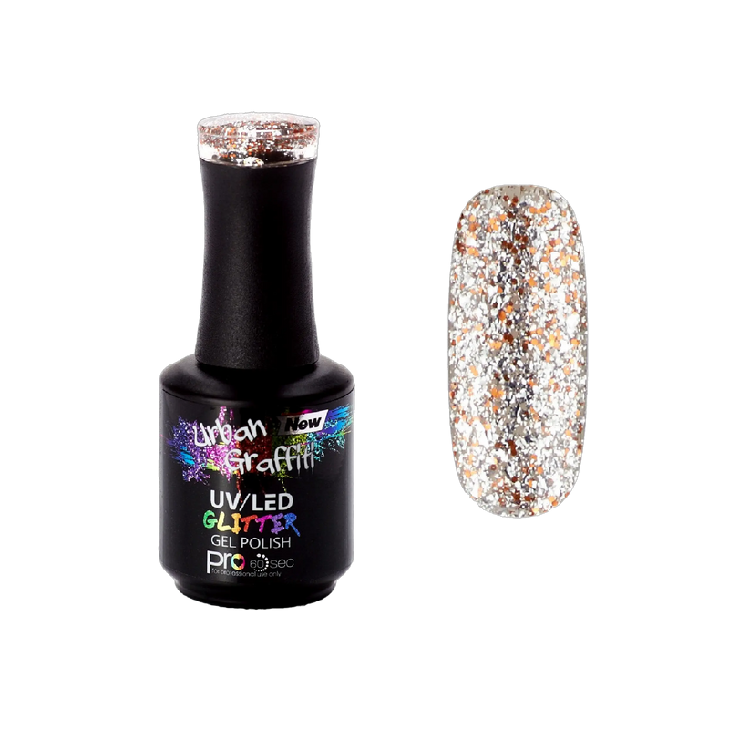 Diamond Ember - UGGP-A0911 Urban Graffiti Srebrny i Złoty Brokatowy Lakier Żelowy 15ml