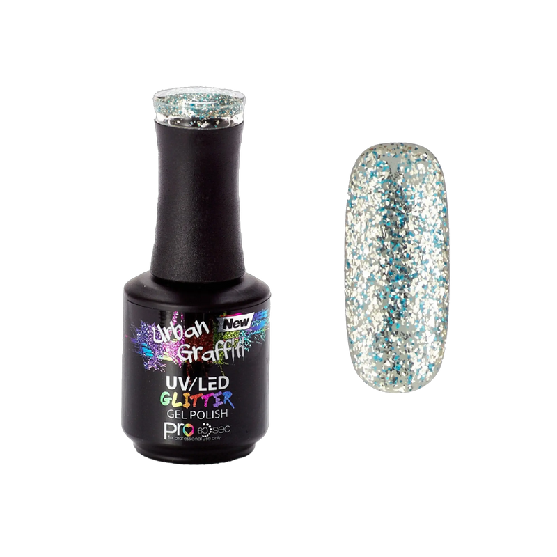 Winter Waterfall - UGGP-A0912 Urban Graffiti Niebieski i Srebrny Brokatowy Lakier Żelowy 15ml